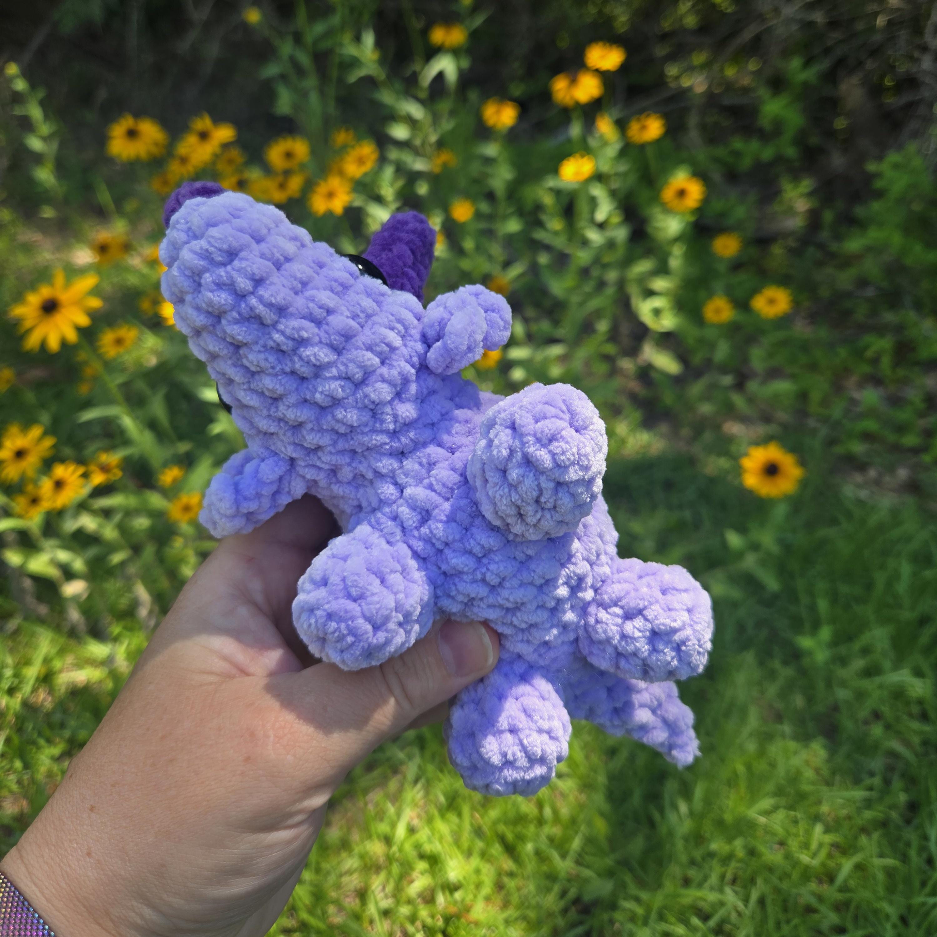 Handmade Crochet Triceratops Plush Toy – Chenille Amigurumi Dinosaur Stuffed Animal