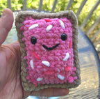 Crochet Pop-Tart Plush Toy: Handmade Chenille Amigurumi Breakfast Snack (5in x 4in).