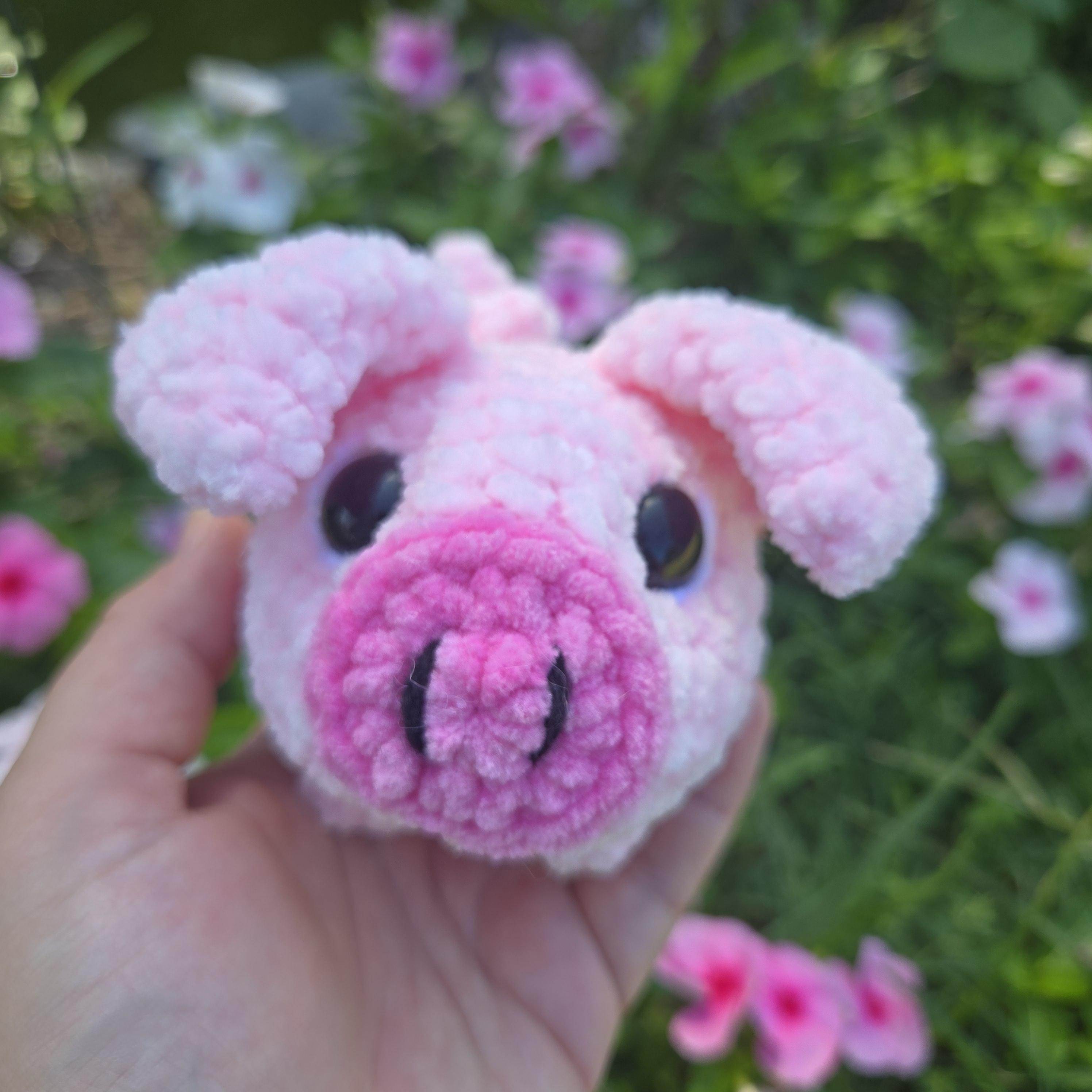 Handmade Chenille Pig Plush Toy: Soft Amigurumi Piglet Stuffed Animal