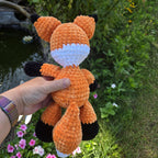 Handmade Crochet Fox Plush Toy, Soft Chenille Amigurumi Woodland Animal Stuffed Toy
