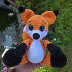 Handmade Crochet Fox Plush Toy, Soft Chenille Amigurumi Woodland Animal Stuffed Toy