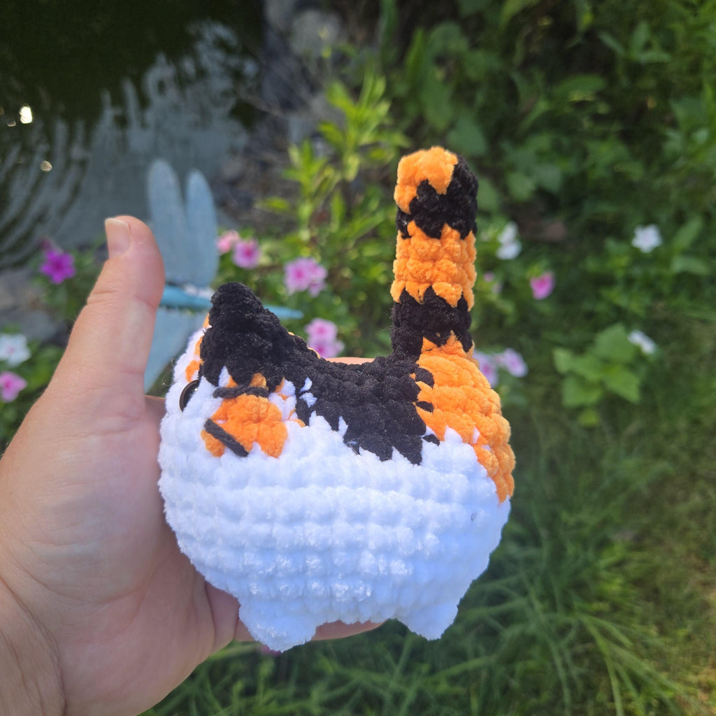Handmade Calico Crochet Cat Plush: Chenille Amigurumi Kitty Toy