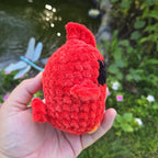 Crochet Cardinal Plush: Handmade Chenille Amigurumi Bird - Woodland Decor.