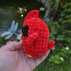 Crochet Cardinal Plush: Handmade Chenille Amigurumi Bird - Woodland Decor.