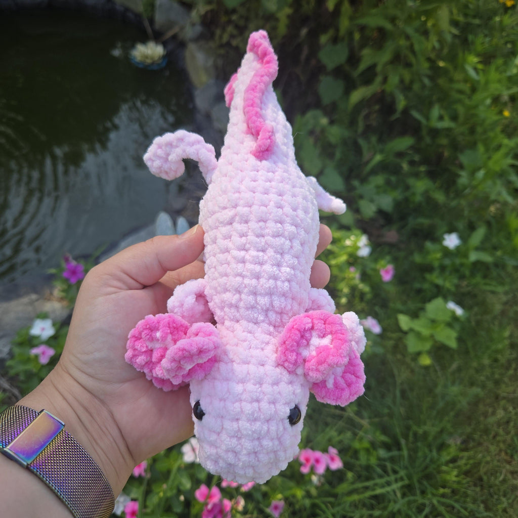 Realistic Crochet Axolotl Plush Toy – Soft Amigurumi Stuffed Animal, Custom Colors