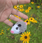 Crochet Possum Keychain: Kawaii Woodland Amigurumi Bag Charm Opossum Keyring