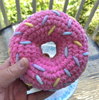 Crochet Donut Plush Toy: Amigurumi Sprinkles Breakfast Treat, Chenille Yarn Toy