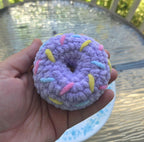 Mini Crochet Donut Plush Toy: Pink, Purple Chenille Amigurumi Stuffed Food