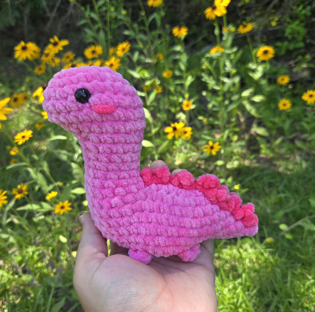 Handmade Crochet Brontosaurus Plush Toy – Soft Chenille Dinosaur Stuffed Animal.