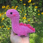 Handmade Crochet Brontosaurus Plush Toy – Soft Chenille Dinosaur Stuffed Animal.