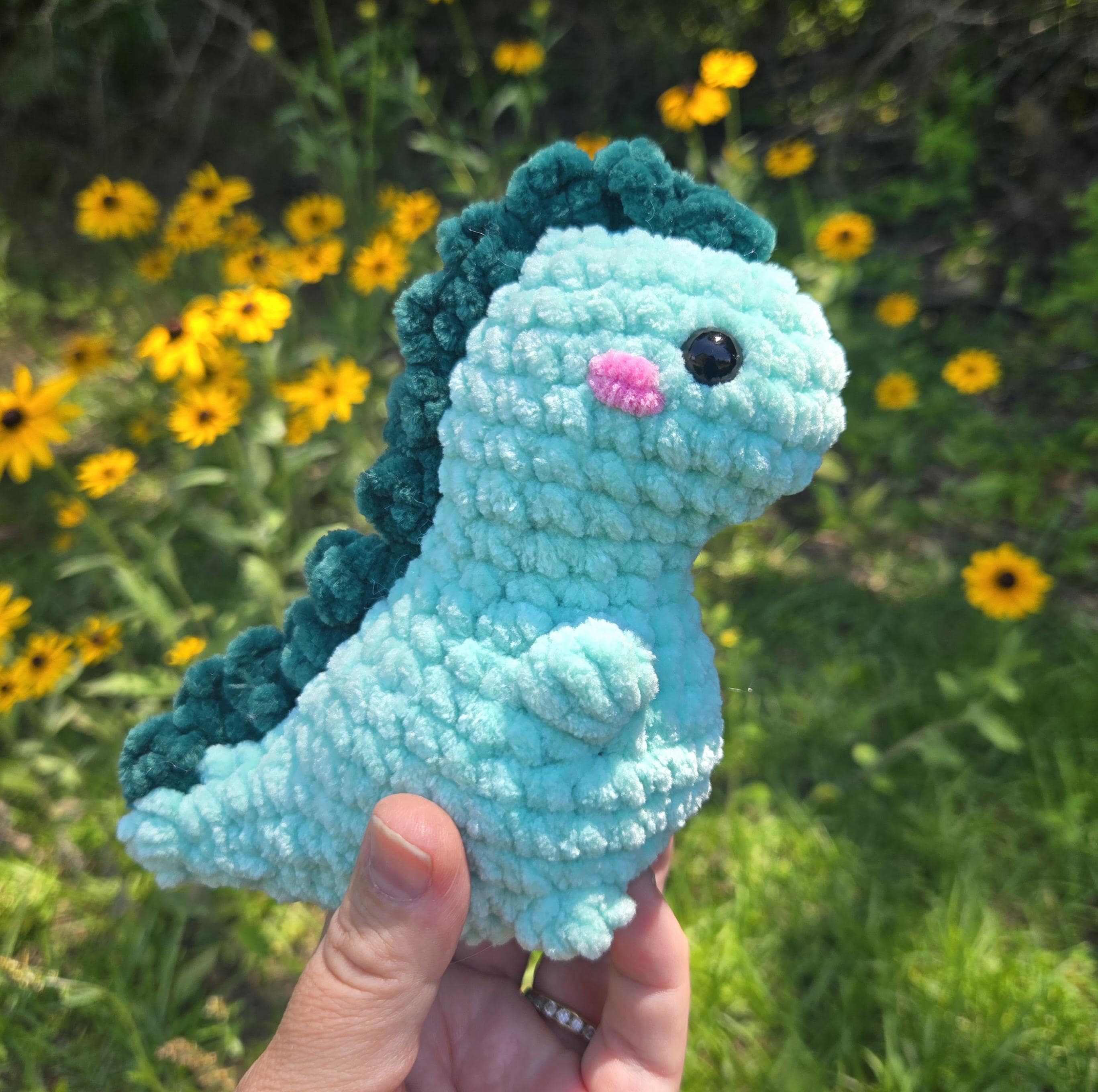 Handmade Chenille Crochet Dinosaur Plush Toy – Amigurumi Dino Stuffed Animal