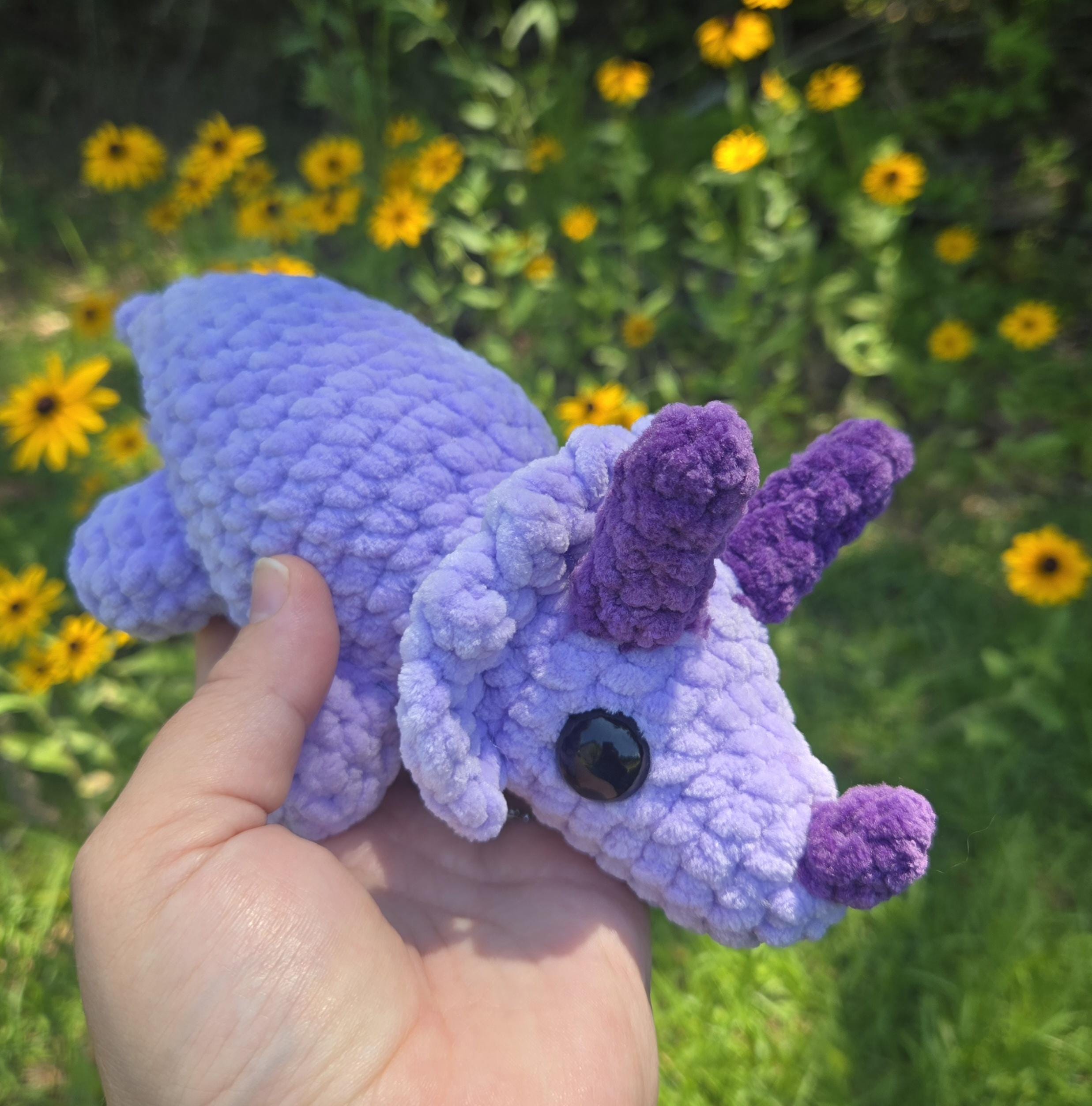 Handmade Crochet Triceratops Plush Toy – Chenille Amigurumi Dinosaur Stuffed Animal