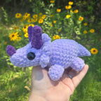 Handmade Crochet Triceratops Plush Toy – Chenille Amigurumi Dinosaur Stuffed Animal