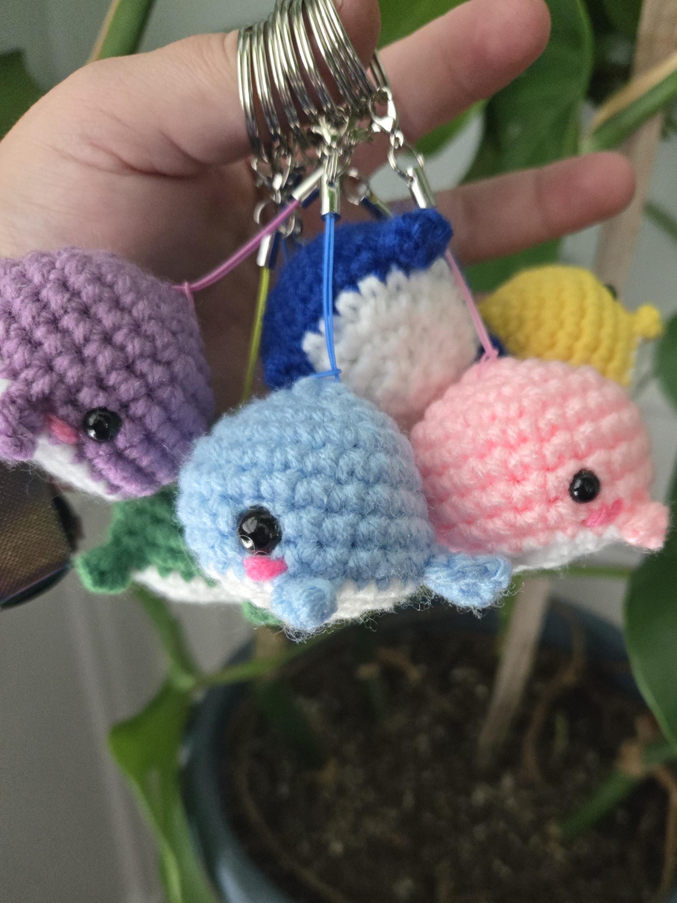 Mini Crochet Whale Plush Keychain – Handmade Ocean Animal Toy.