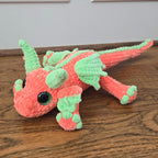 Large Dragon Plush 20" • Handmade Crochet • Custom Colors • Glitter Eyes • Fantasy Dragon.