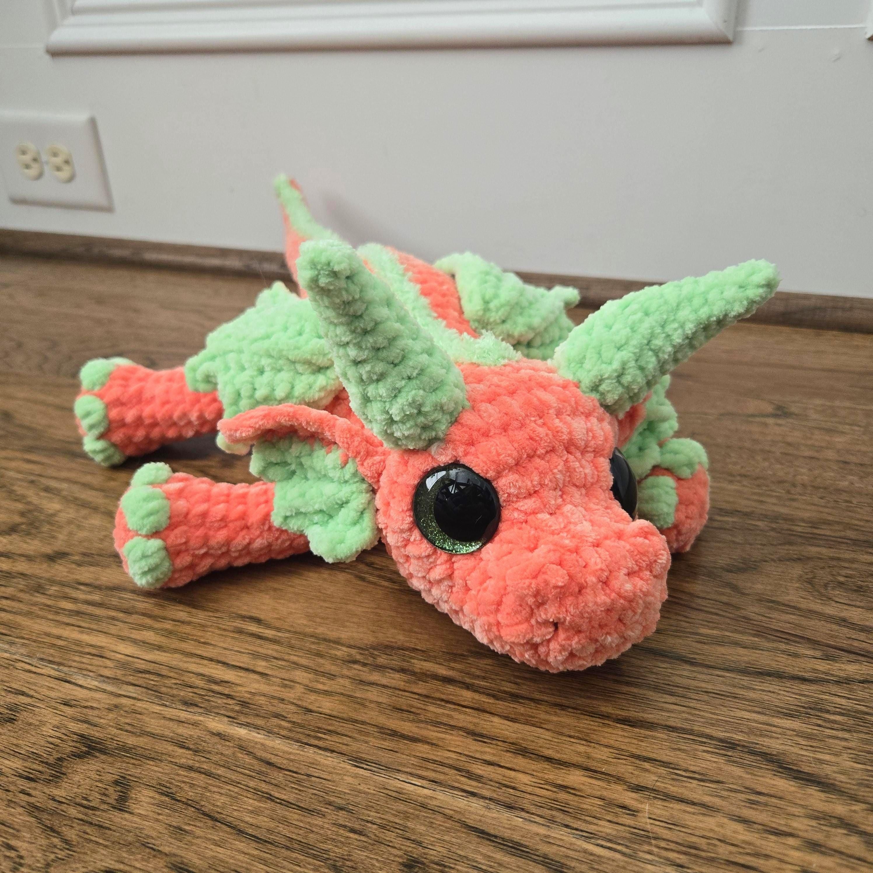 Large Dragon Plush 20" • Handmade Crochet • Custom Colors • Glitter Eyes • Fantasy Dragon.