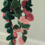 Crochet Hanging Philodendron Plant Pink & Green Amigurumi in Basket Houseplant Decor Gift Handmade