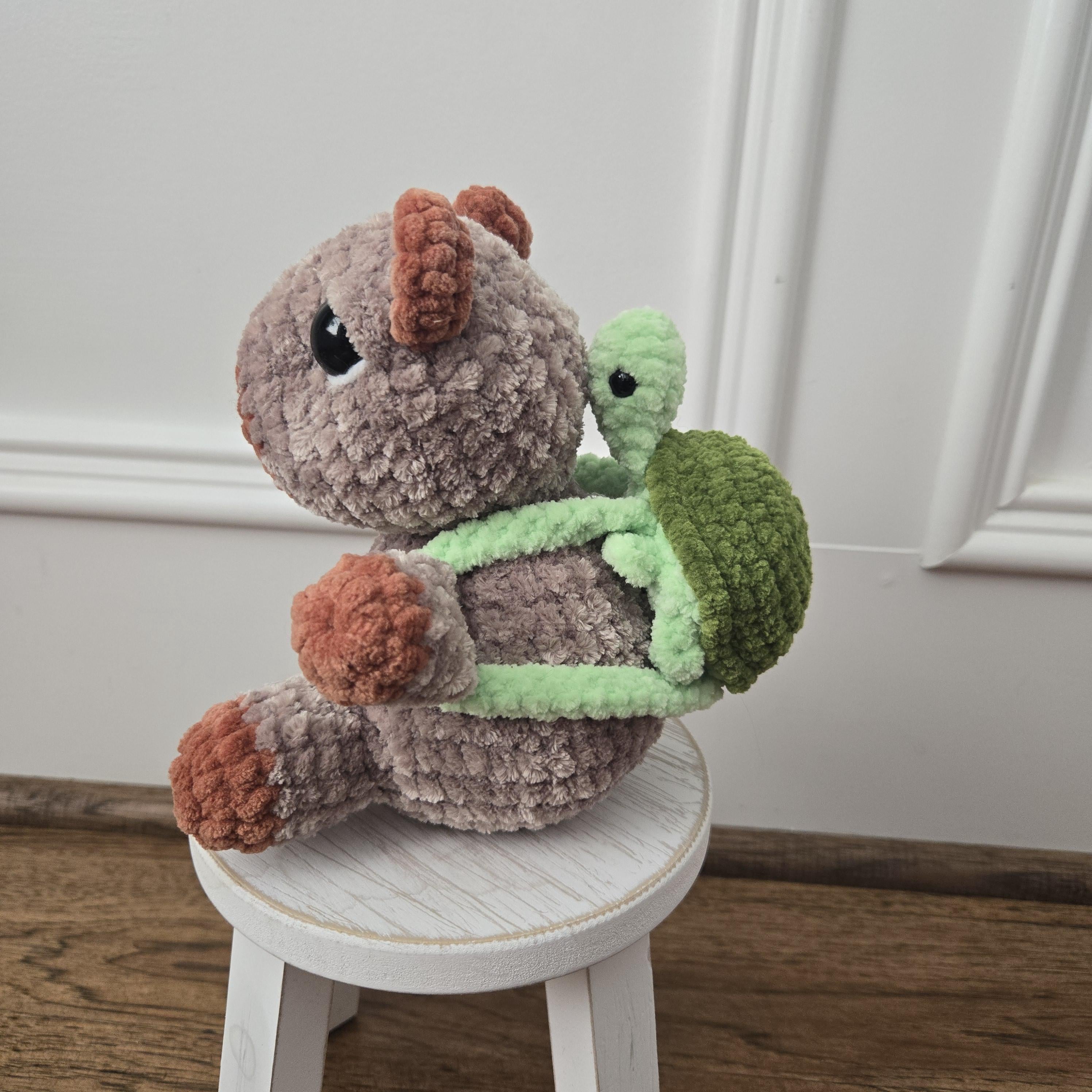 Crochet Capybara Plush: Handmade Weighted Amigurumi with Turtle Backpack