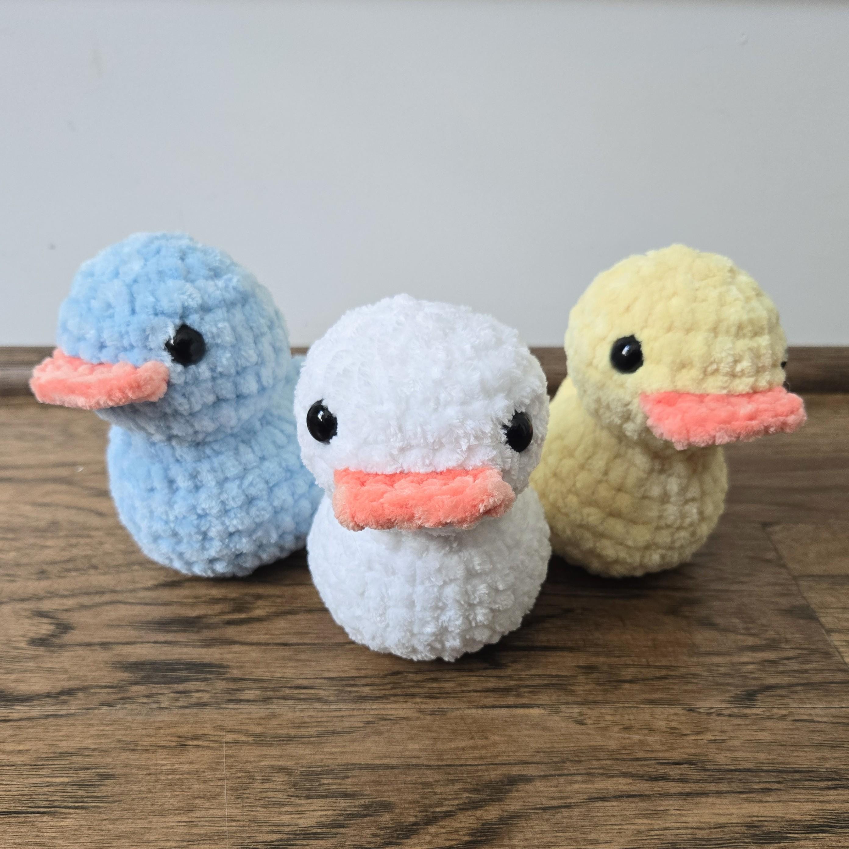 Crochet Rubber Duck Plush Toy: Weighted Amigurumi Bath Buddy, Chenille Yarn Stuffed Animal.