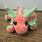 Large Dragon Plush 20" • Handmade Crochet • Custom Colors • Glitter Eyes • Fantasy Dragon.