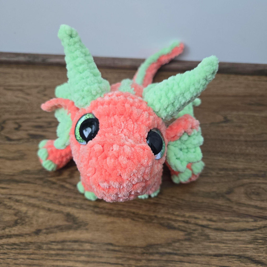 Large Dragon Plush 20" • Handmade Crochet • Custom Colors • Glitter Eyes • Fantasy Dragon.