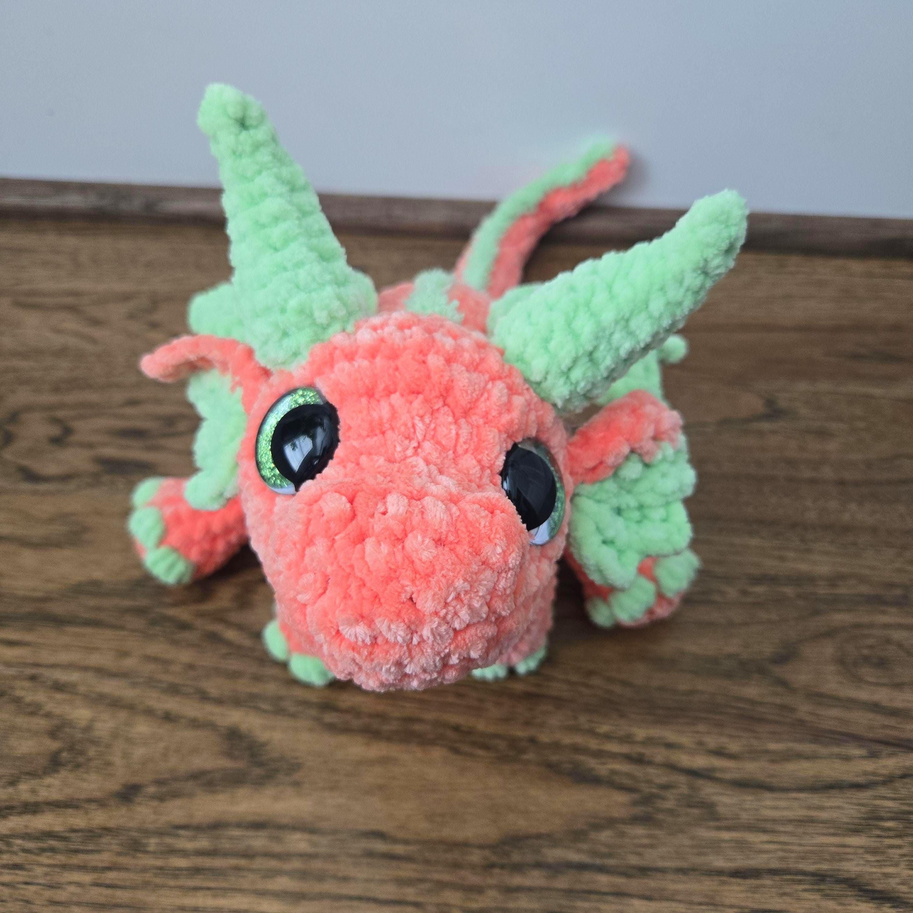 Large Dragon Plush 20" • Handmade Crochet • Custom Colors • Glitter Eyes • Fantasy Dragon.