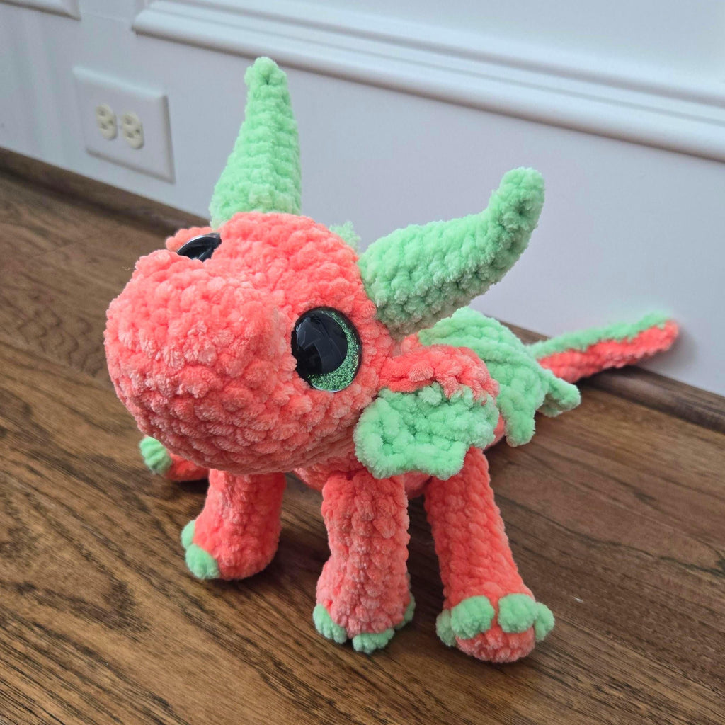 Large Dragon Plush 20" • Handmade Crochet • Custom Colors • Glitter Eyes • Fantasy Dragon.