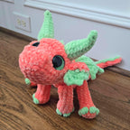 Large Dragon Plush 20" • Handmade Crochet • Custom Colors • Glitter Eyes • Fantasy Dragon.