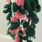 Crochet Hanging Philodendron Plant Pink & Green Amigurumi in Basket Houseplant Decor Gift Handmade