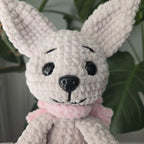 Crochet Chihuahua Plush: Cream Amigurumi Puppy with Pink Bow, Dog Lover Gift.
