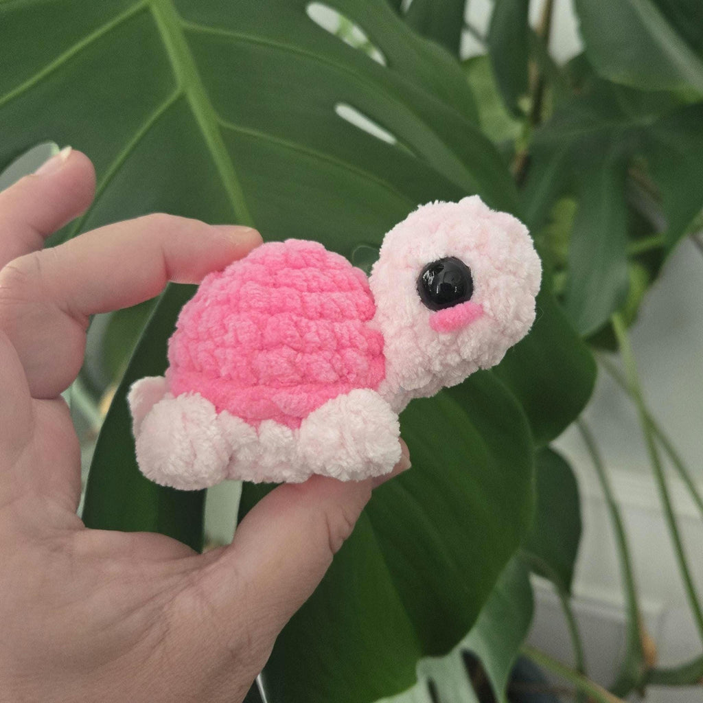 Mini Crochet Turtle Plush: Handmade Amigurumi Sea Turtle Stuffed Animal (4in x 2in).