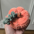 Handmade Crochet Pumpkin Plush: Amigurumi Fall Decor Toy.