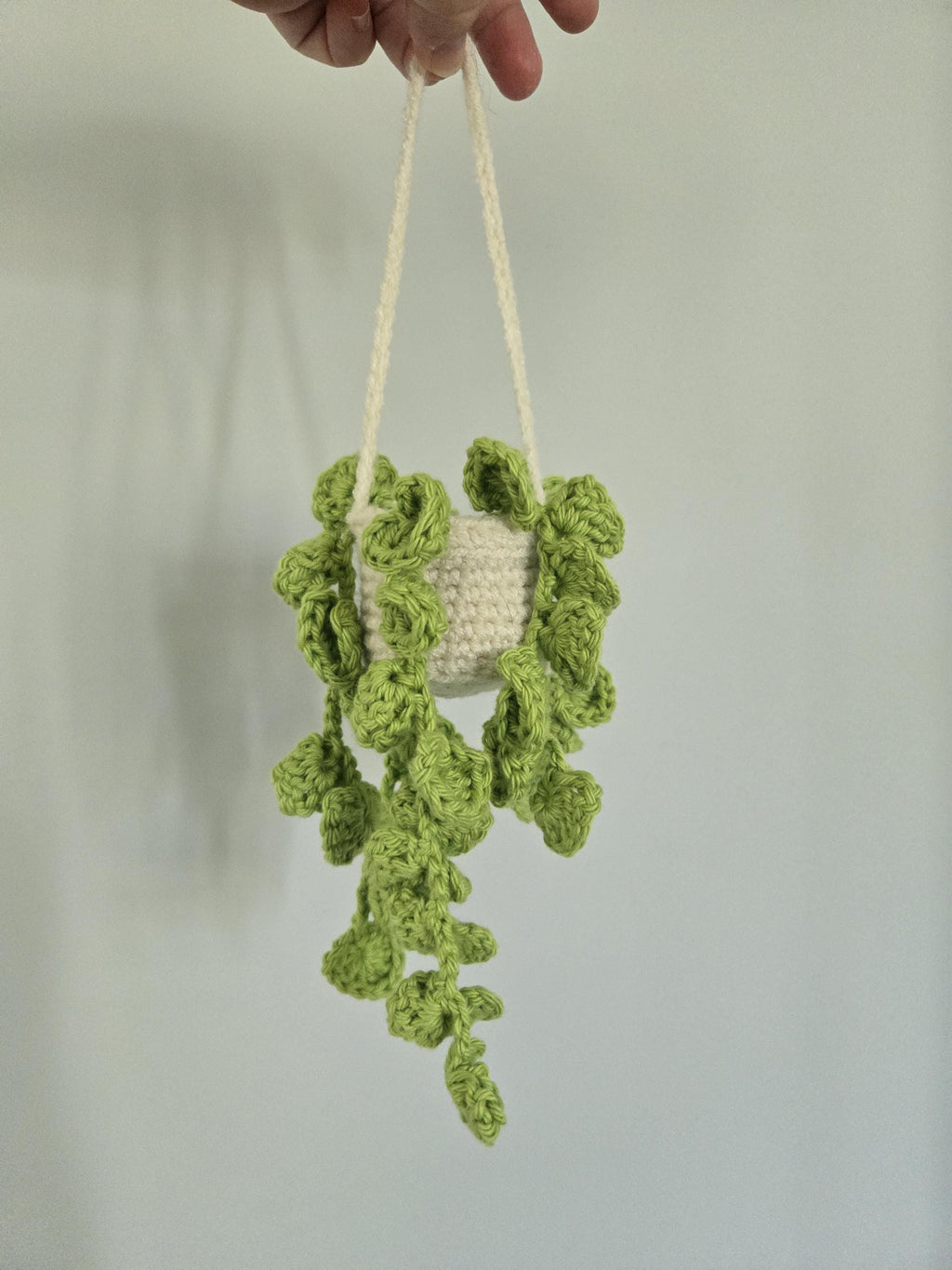 Crocheted Hanging Plant Plush: Heart Leaf Potted Decor, Boho Amigurumi Room Accent
