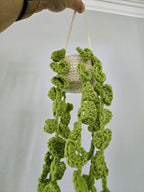 Crochet Hanging Plant Plush: Heart Leaf Vines, Boho Room Decor, Handmade Amigurumi