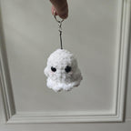 Crochet Ghost Keychain, Kawaii Halloween Amigurumi Bag Charm, Witch Hat Clasp.