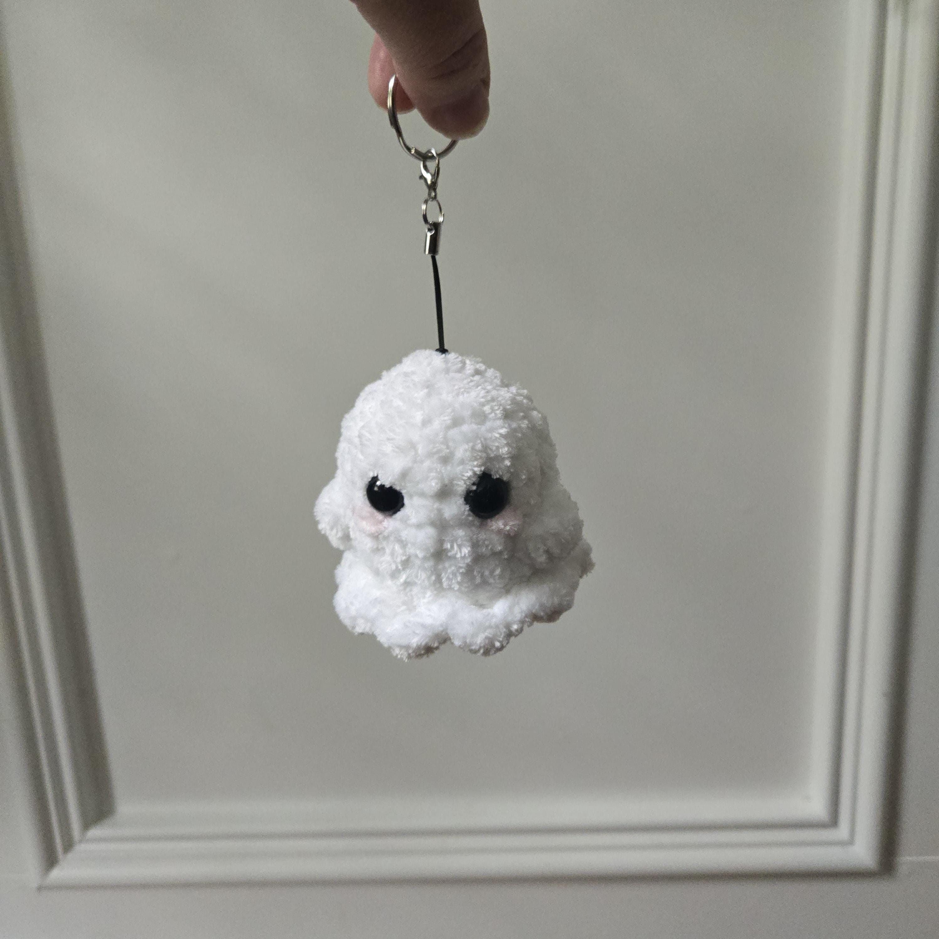 Crochet Ghost Keychain, Kawaii Halloween Amigurumi Bag Charm, Witch Hat Clasp.