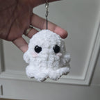 Crochet Ghost Keychain, Kawaii Halloween Amigurumi Bag Charm, Witch Hat Clasp.