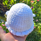 Crochet Ghost Plush with Removable Witch Hat – Amigurumi Halloween Toy (8" Tall).
