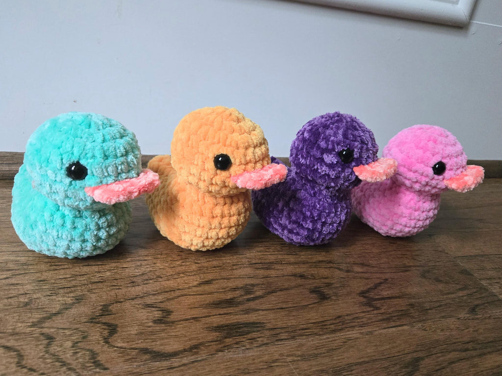 Crochet Rubber Duck Plush Toy: Weighted Amigurumi Bath Buddy, Chenille Yarn Stuffed Animal.