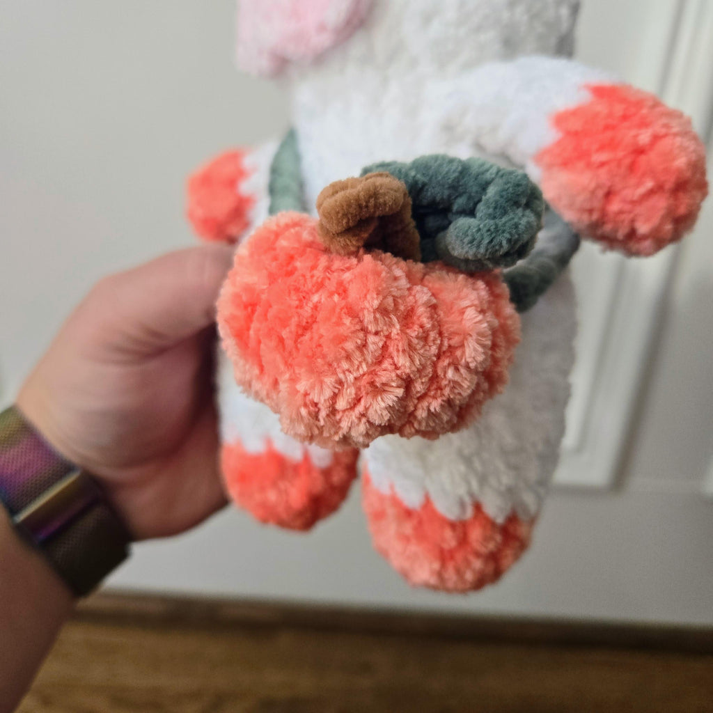 Crochet Pumpkin Cow Plush – Handmade Amigurumi Stuffed Animal, Kawaii Fall Decor