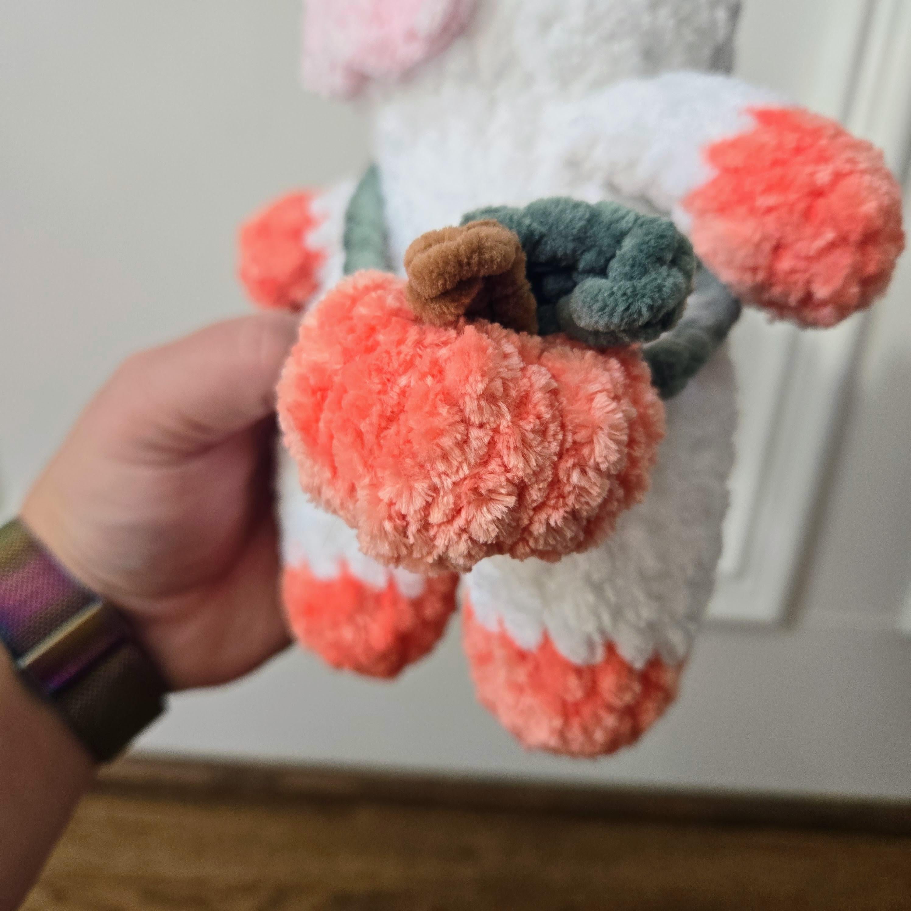 Crochet Pumpkin Cow Plush – Handmade Amigurumi Stuffed Animal, Kawaii Fall Decor