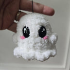 Crochet Ghost Keychain, Kawaii Halloween Amigurumi Bag Charm, Witch Hat Clasp.
