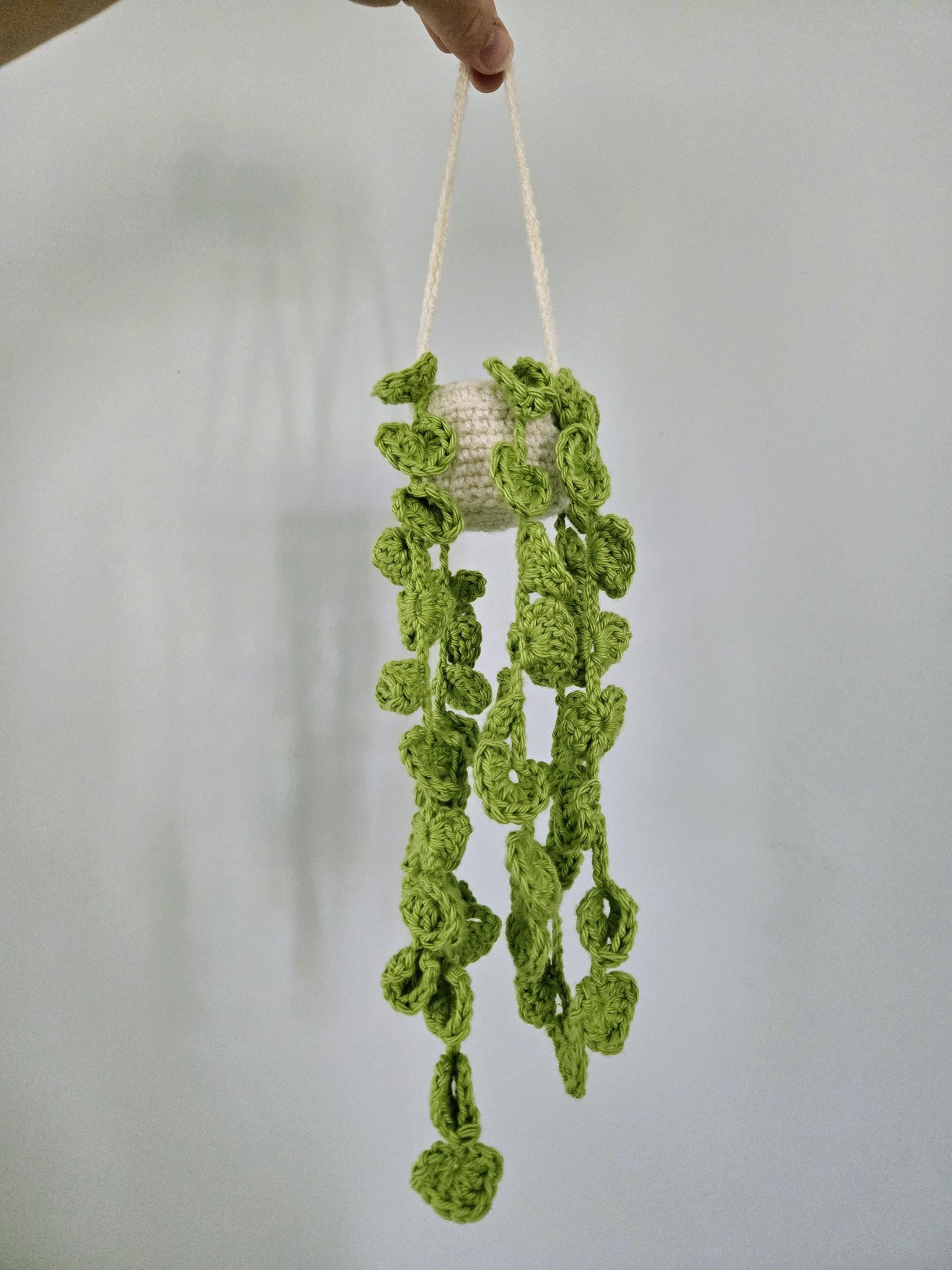 Crochet Hanging Plant Plush: Heart Leaf Vines, Boho Room Decor, Handmade Amigurumi