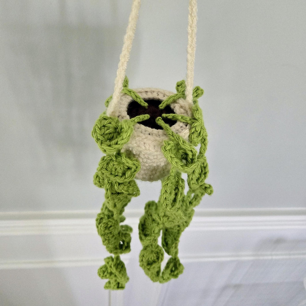 Crochet Hanging Plant Plush: Heart Leaf Vines, Boho Room Decor, Handmade Amigurumi
