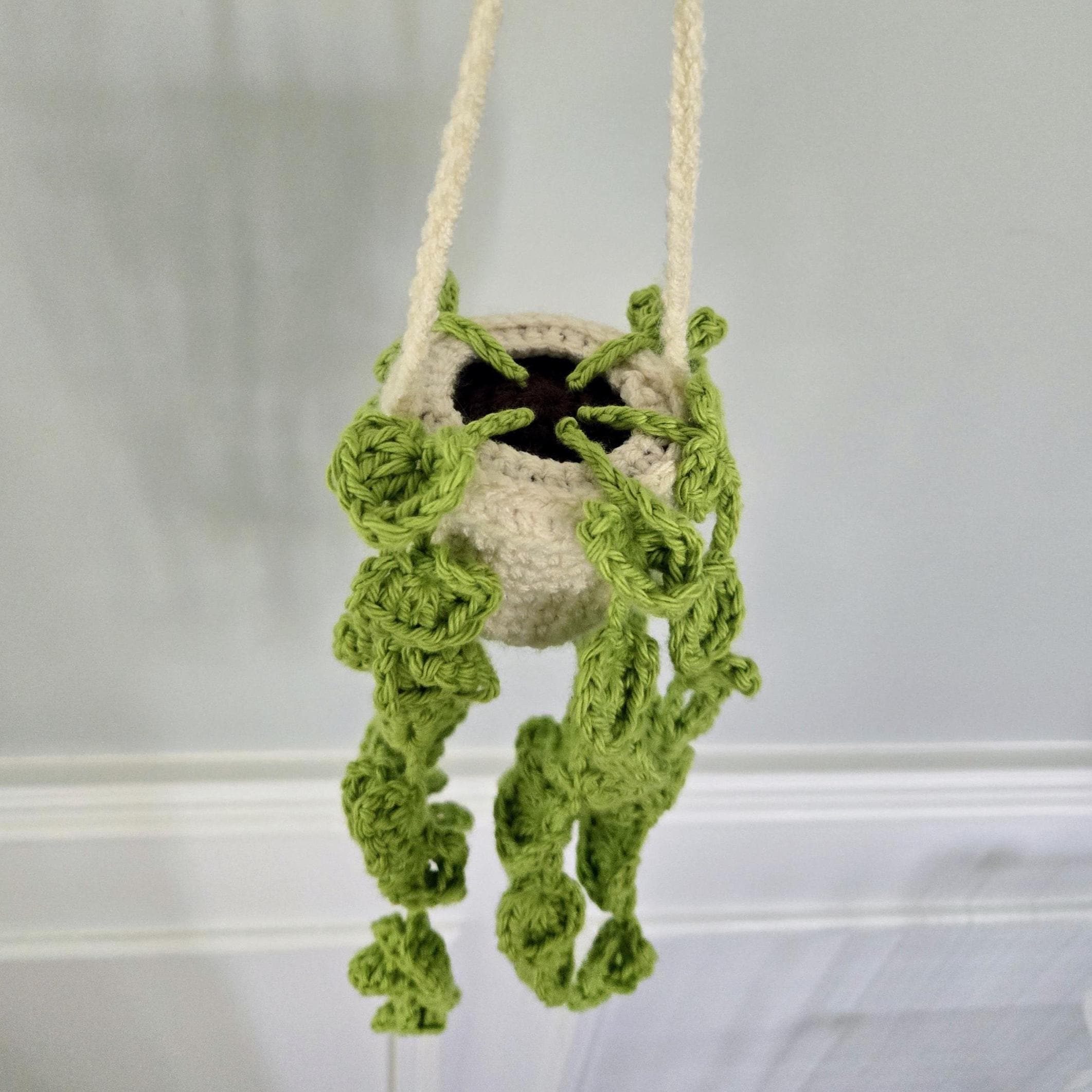 Crochet Hanging Plant Plush: Heart Leaf Vines, Boho Room Decor, Handmade Amigurumi