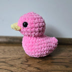 Crochet Rubber Duck Plush Toy: Weighted Amigurumi Bath Buddy, Chenille Yarn Stuffed Animal.
