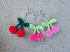 Crochet Cherry Keychain: Plush Amigurumi Fruit Bag Charm – Kawaii Accessory