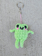 Crochet Frog Keychain Handmade Amigurumi Gift Customizable Plush Friend