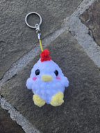 Handmade Crochet Chicken Keychain: Amigurumi Farm Bird Bag Charm, Plush Keyring