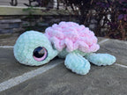 Crochet Sea Turtle Plush with Rose Shell – Amigurumi Ocean Animal Toy